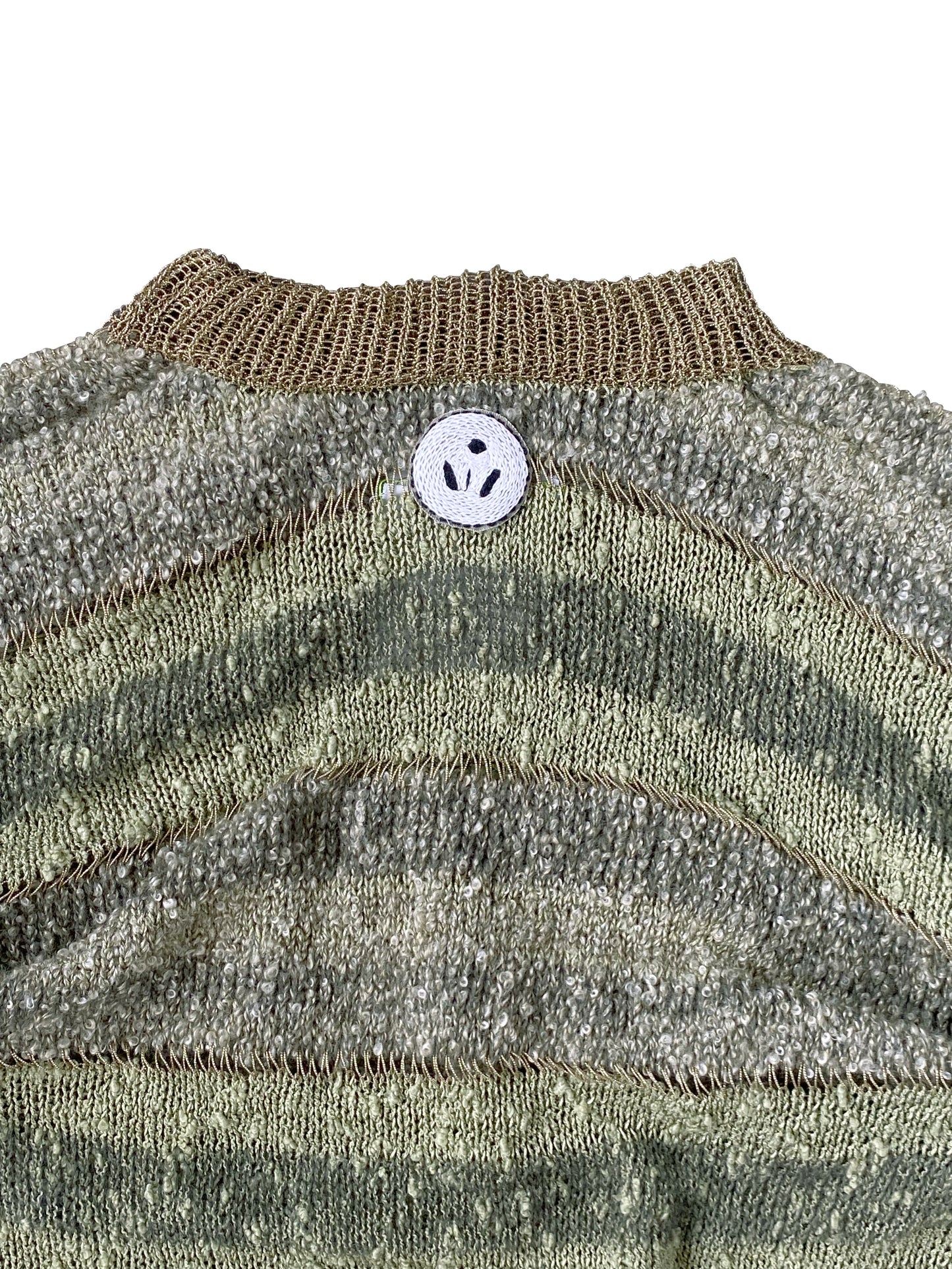 Green Moss Knitted Draped Dress with Drawstrings in Mohair, Wool & Viscose Blend