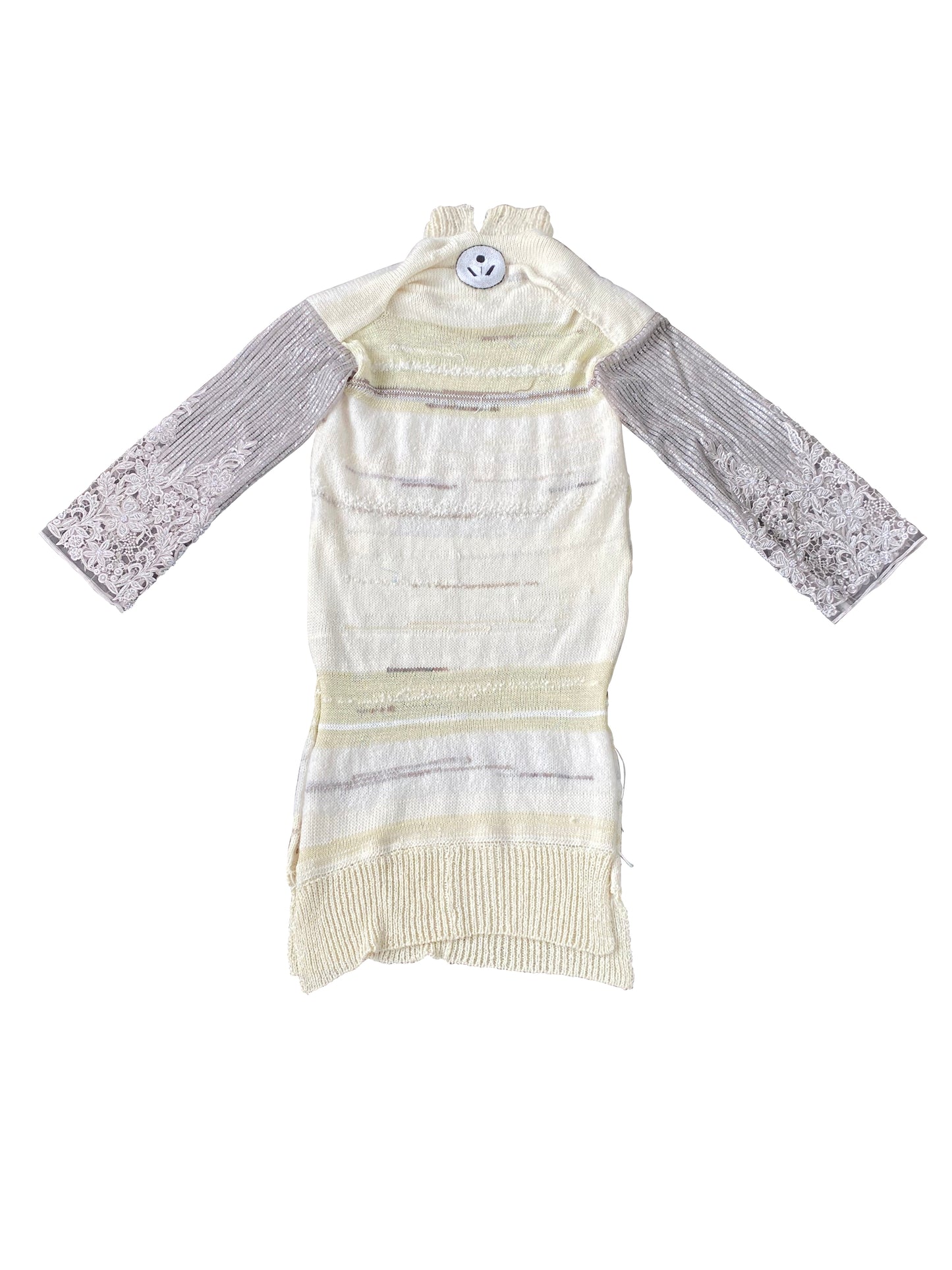 'Kersefontein Stairs with Victorian Decor' Artisanal Knitted Dress in Wool, Mohair, Deadstock Viscose & Lace