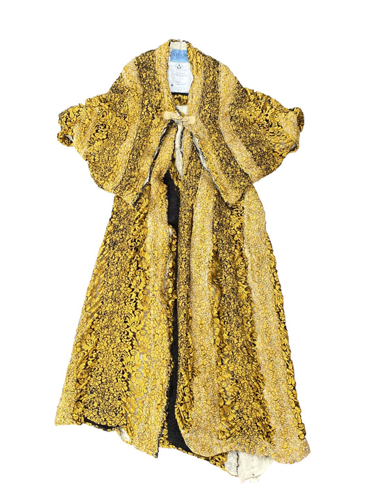 Artisanal 'Golden Karoo' Felt-on-Lace Coat in Wool & Mohair