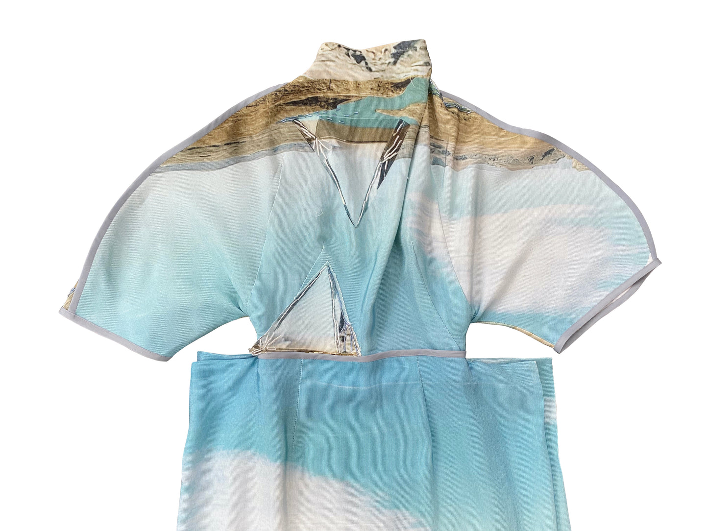 'As above, so below' Original 'Viviers' Print Surreal Pyramid-Sky Dress in Vintage Rayon.