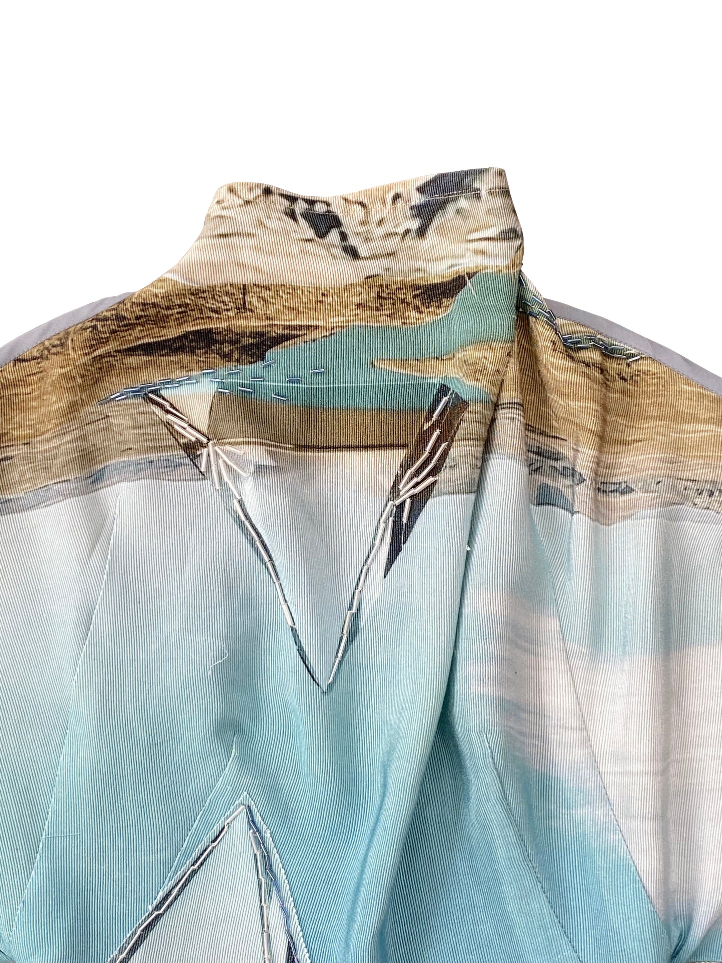 'As above, so below' Original 'Viviers' Print Surreal Pyramid-Sky Dress in Vintage Rayon.