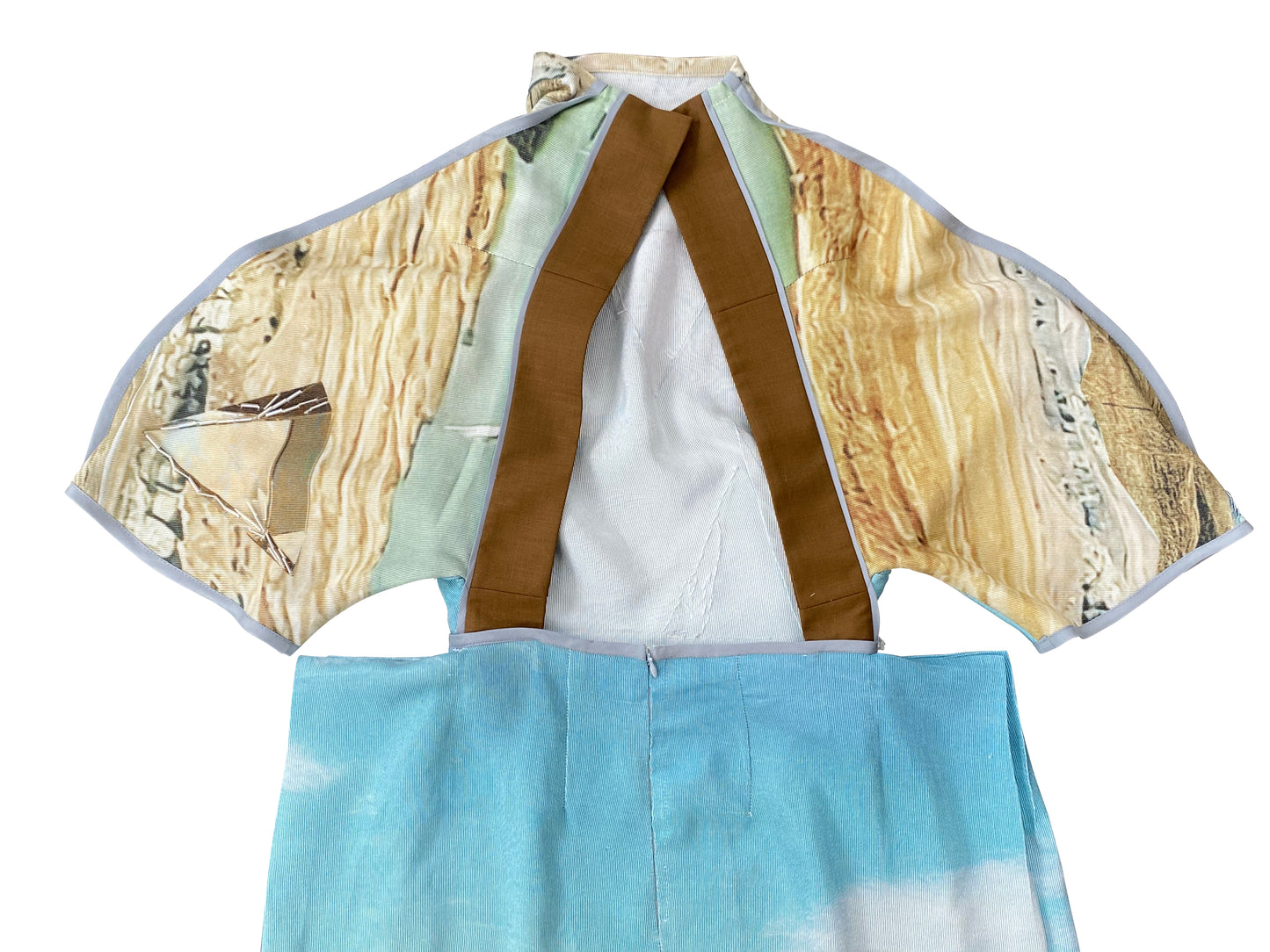 'As above, so below' Original 'Viviers' Print Surreal Pyramid-Sky Dress in Vintage Rayon.