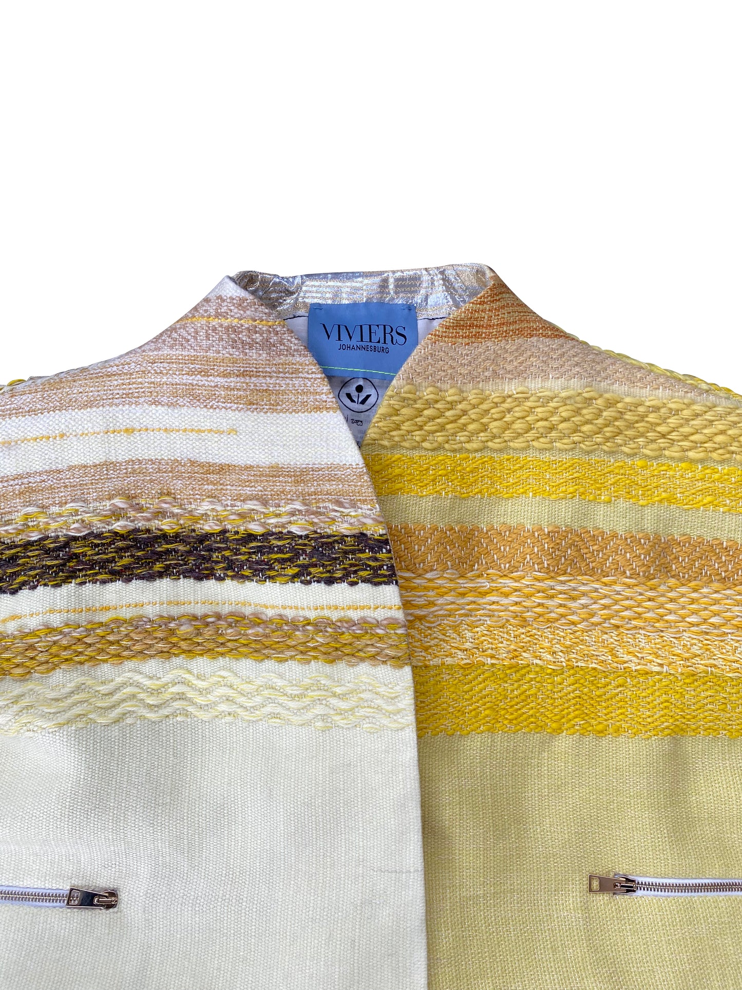 Artisanal Hand-Woven 'Sunny Scene' Cropped Jacket in Wool, Mohair & Viscose
