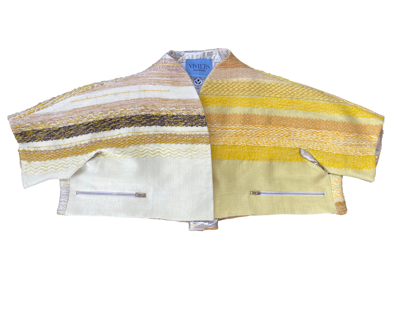 Artisanal Hand-Woven 'Sunny Scene' Cropped Jacket in Wool, Mohair & Viscose