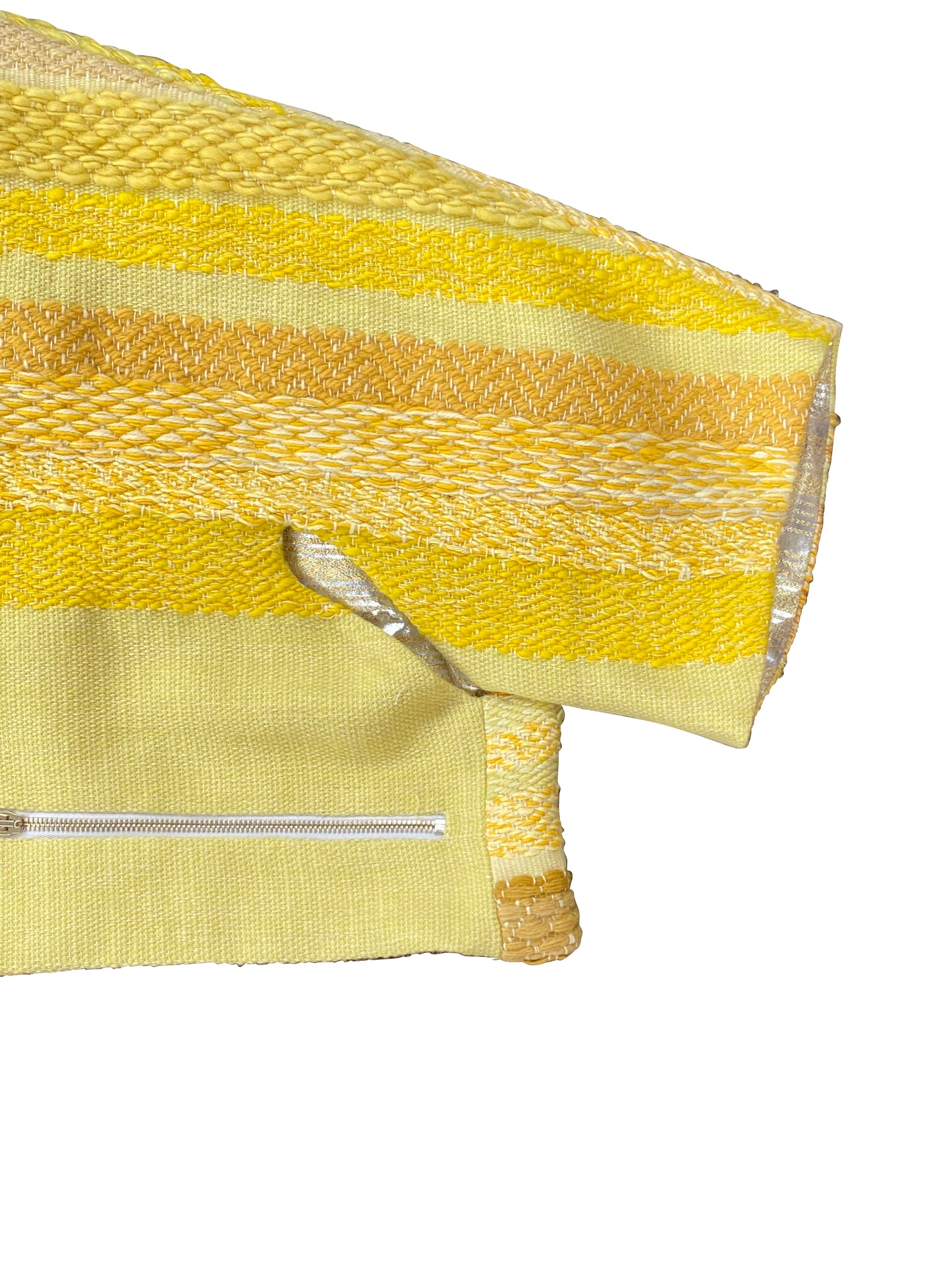 Artisanal Hand-Woven 'Sunny Scene' Cropped Jacket in Wool, Mohair & Viscose