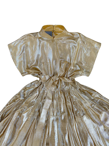 Radiant Gold Silk Maxi Dress