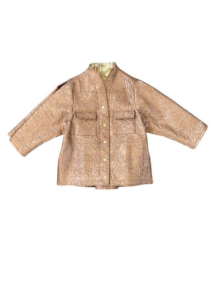 Bronze Geometric Deadstock Faux Leather Jacket