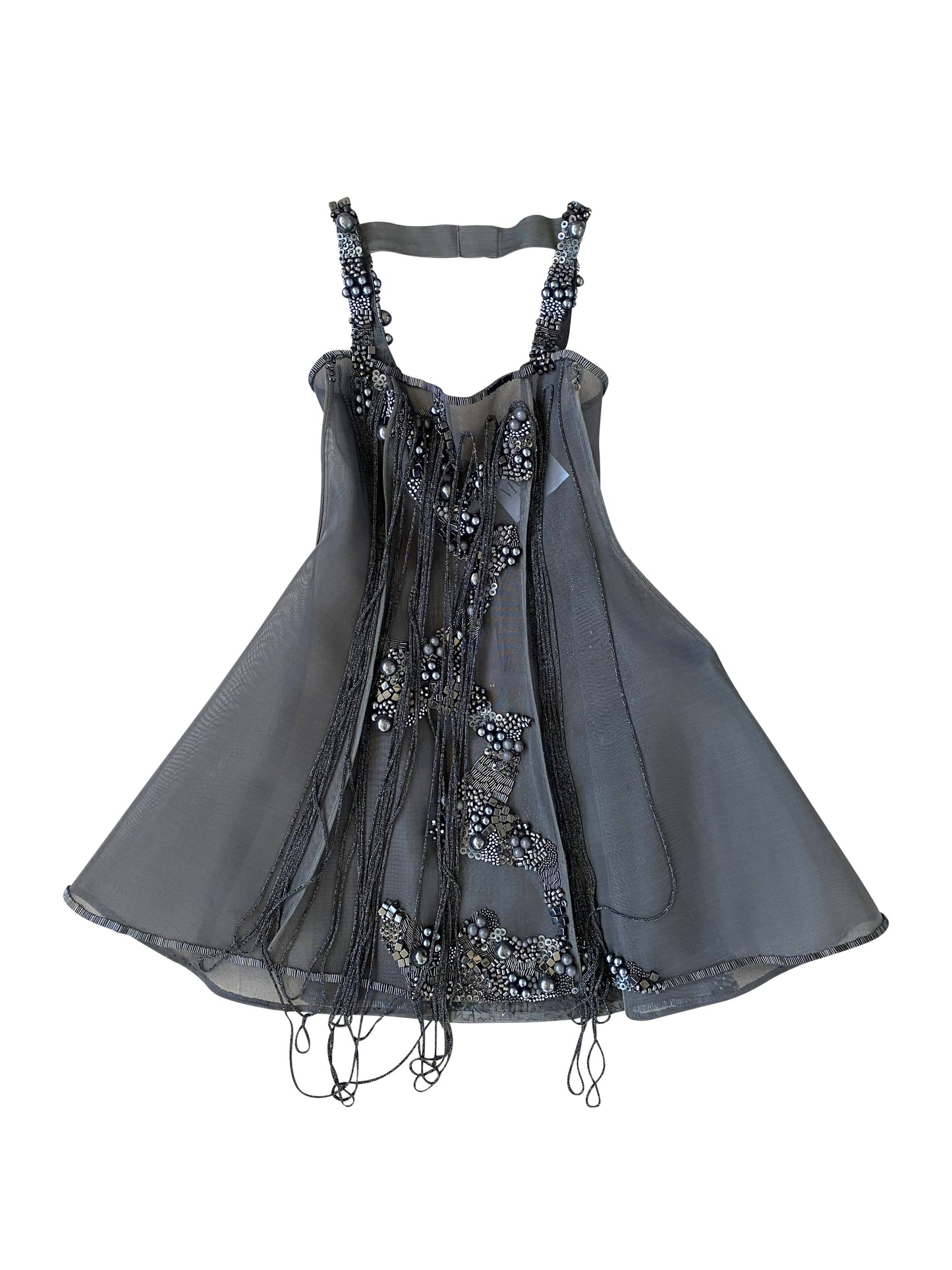 Hand-Encrusted 'Black Tourmaline' Nylon Dress