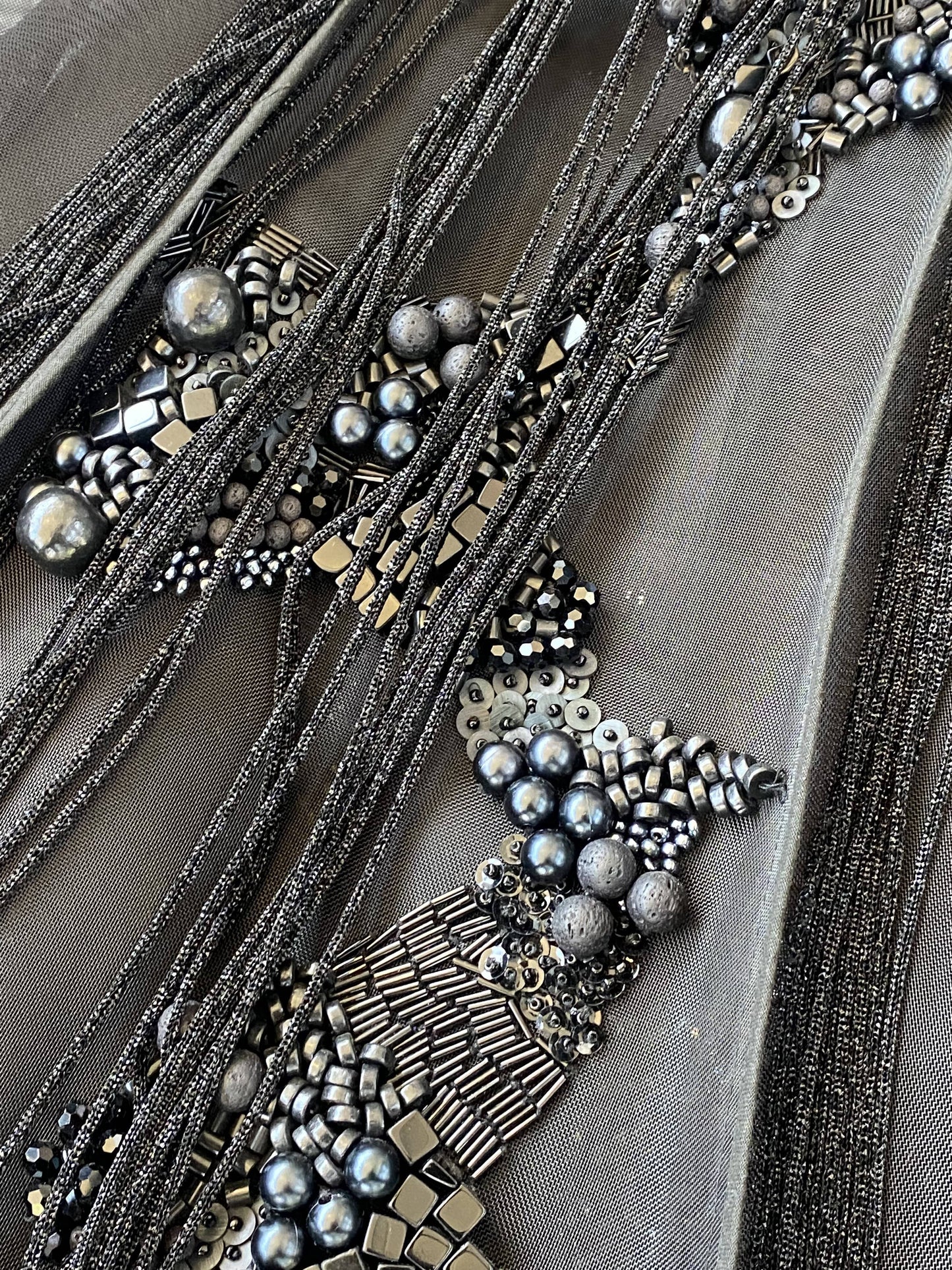 Hand-Encrusted 'Black Tourmaline' Nylon Dress