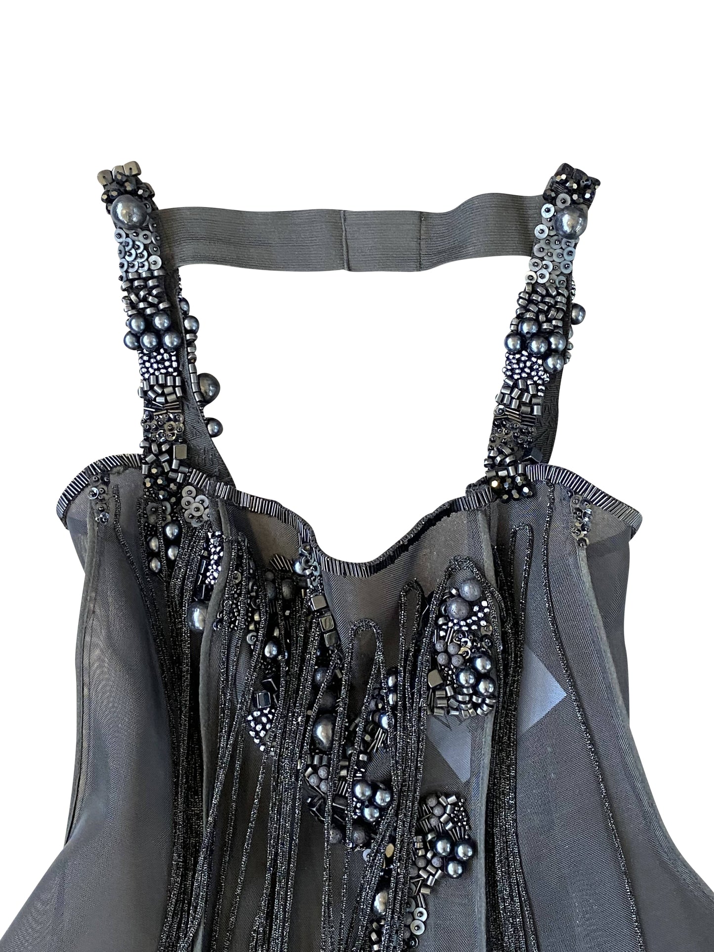 Hand-Encrusted 'Black Tourmaline' Nylon Dress