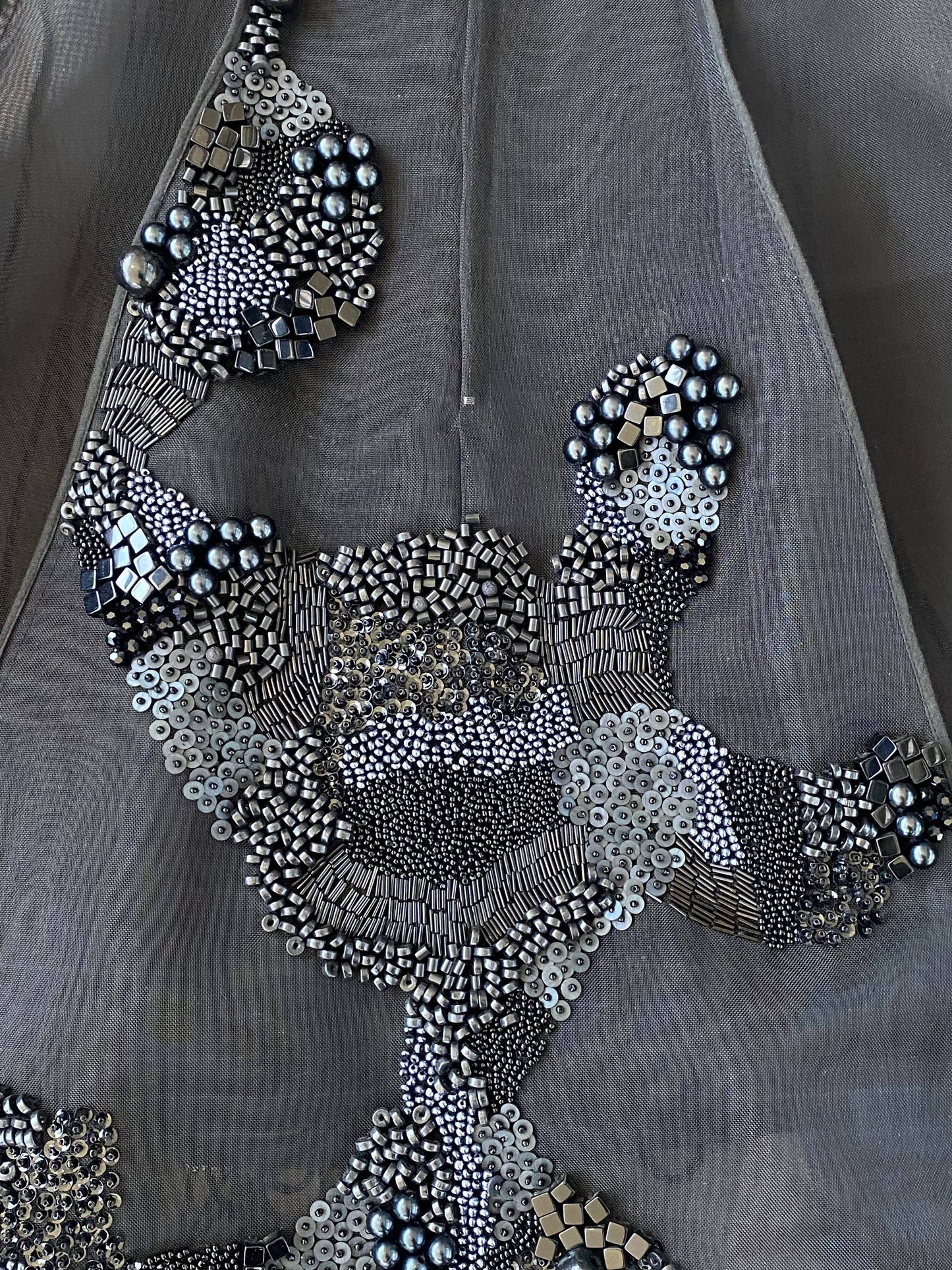 Hand-Encrusted 'Black Tourmaline' Nylon Dress