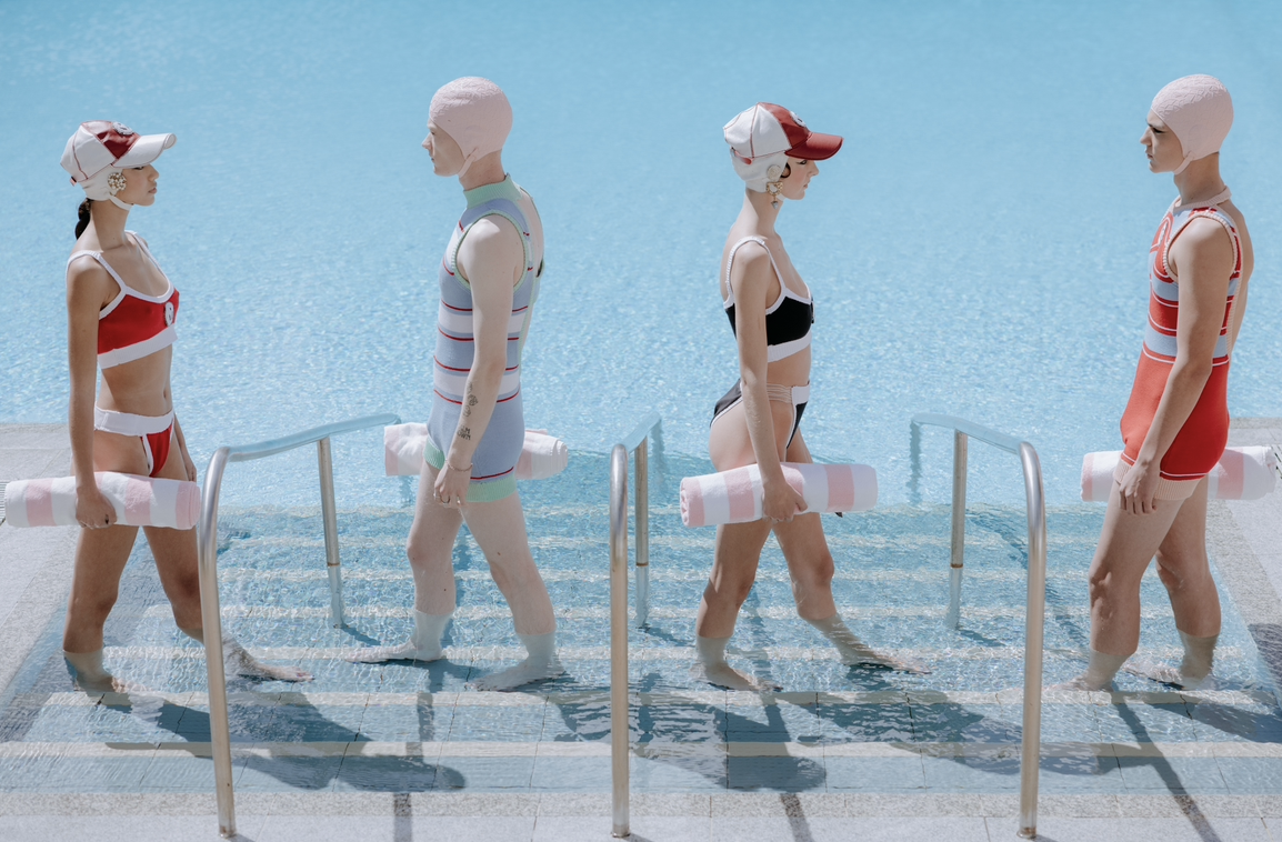 Red & White Knitted Bikini Set