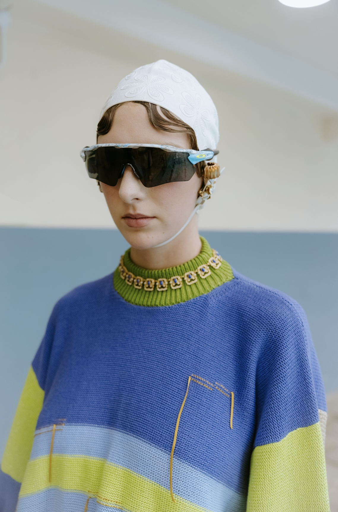 Oversized Blue Striped Knitted Top