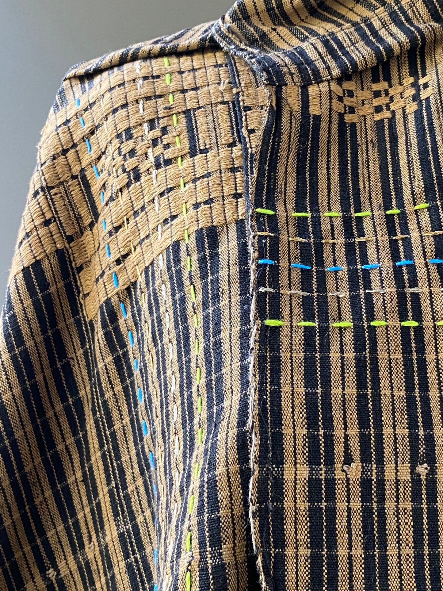 Key Motherboard Draped Jacket in Handwoven Cotton