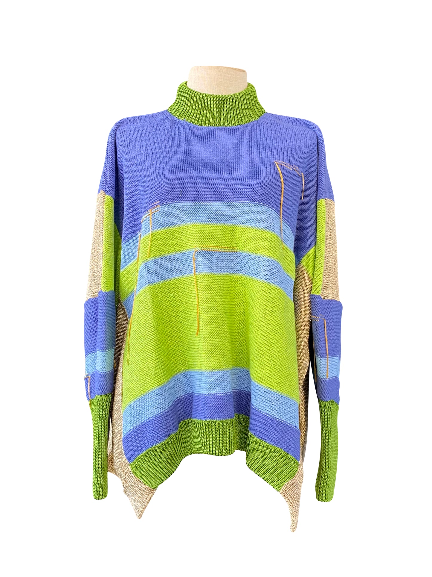 Oversized Blue Striped Knitted Top