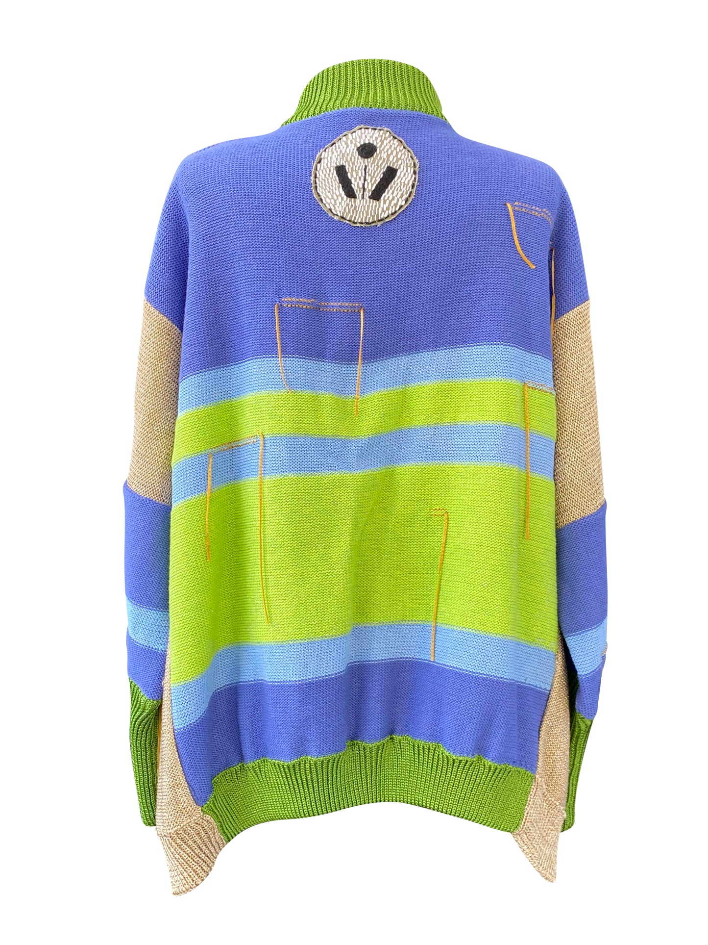 Oversized Blue Striped Knitted Top