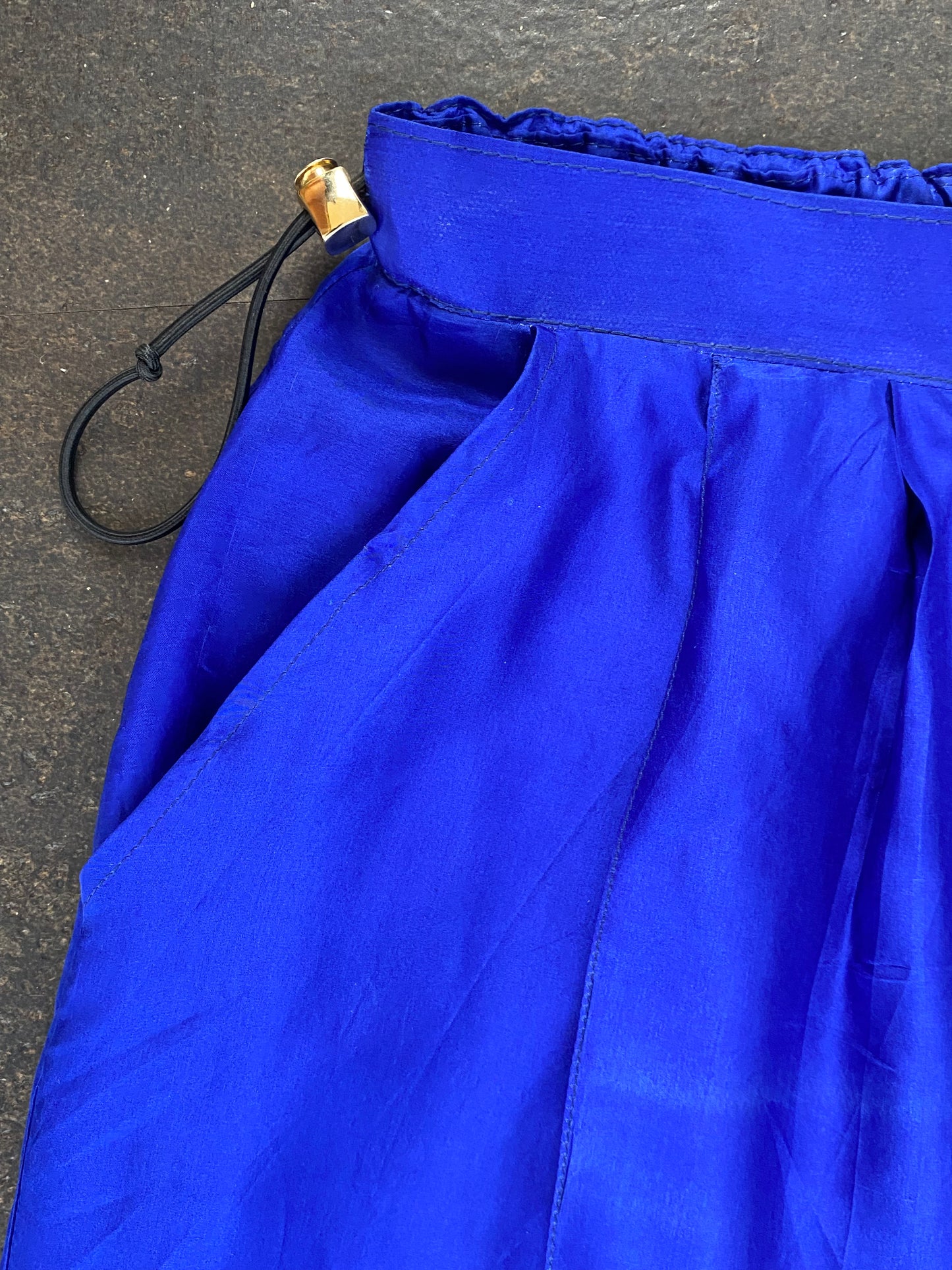 Cobalt Flared Silk Palazzo Pants in Silk