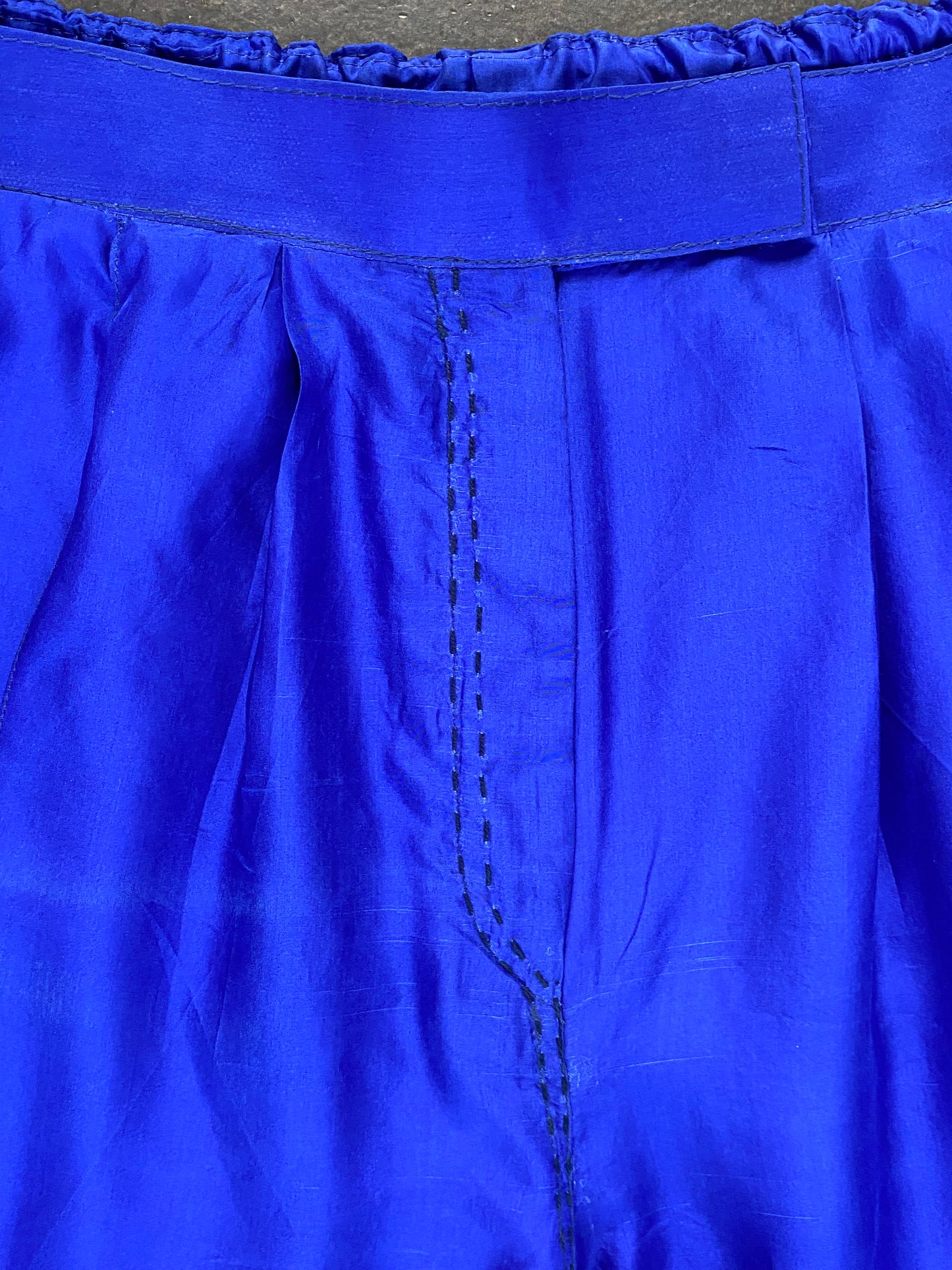 Cobalt Flared Silk Palazzo Pants in Silk