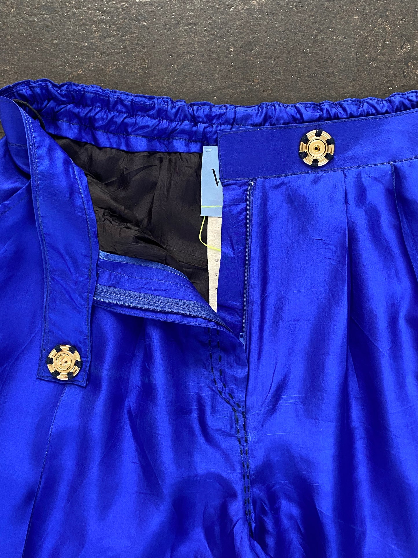 Cobalt Flared Silk Palazzo Pants in Silk