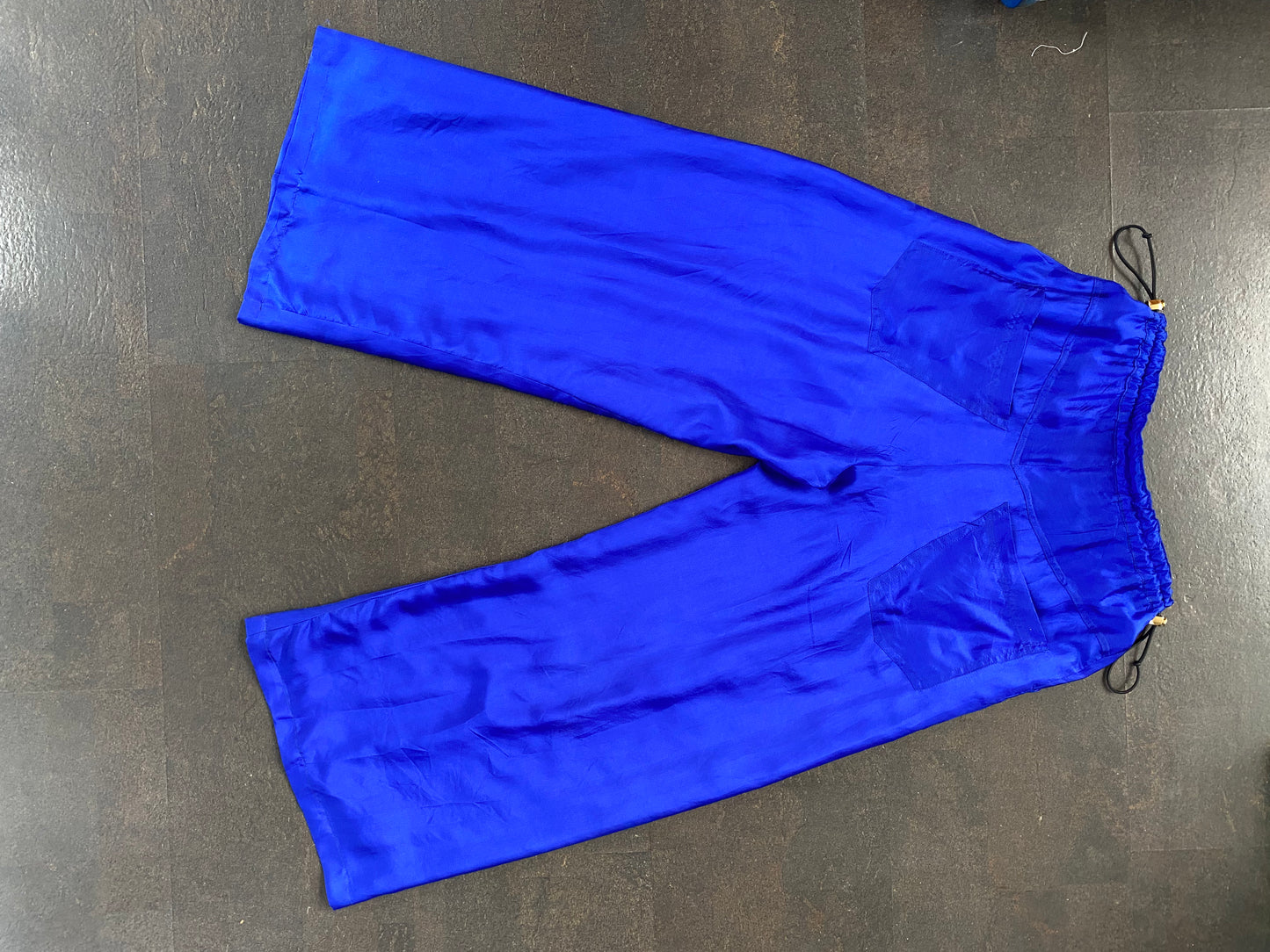 Cobalt Flared Silk Palazzo Pants in Silk