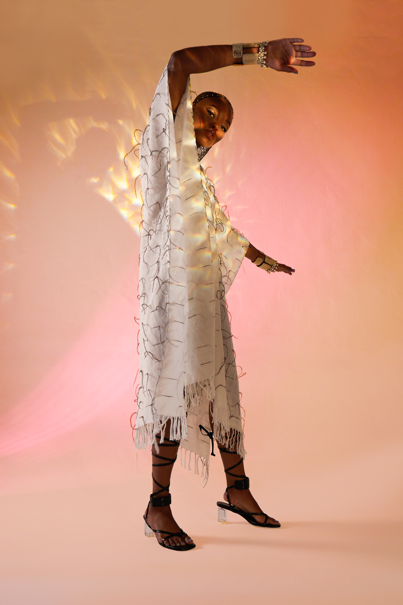 Flue Feathered Handwoven Kaftan