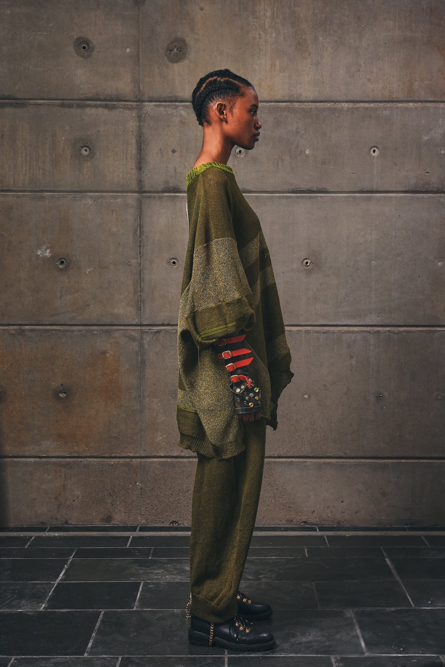 Oversized Motherboard Linen Jersey in Olive