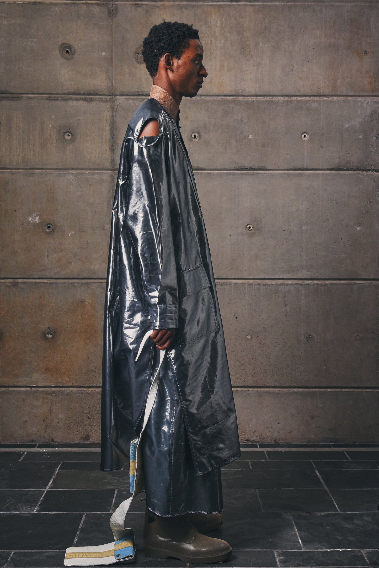 Liquid Silver Shirt Dress