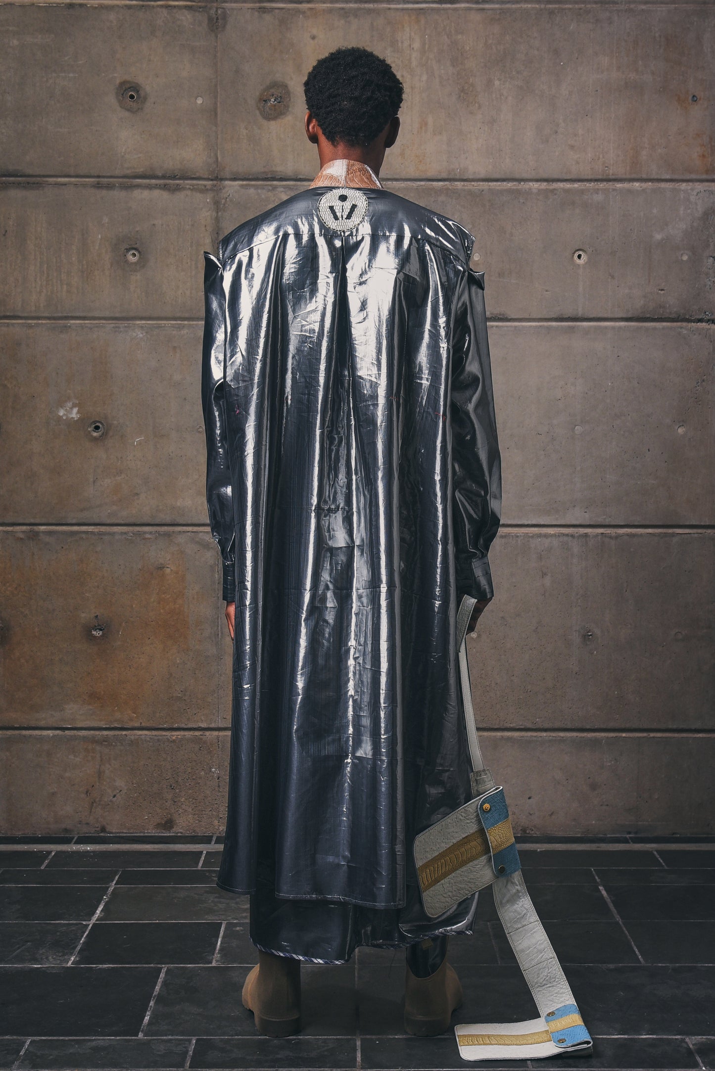 Liquid Silver Shirt Dress