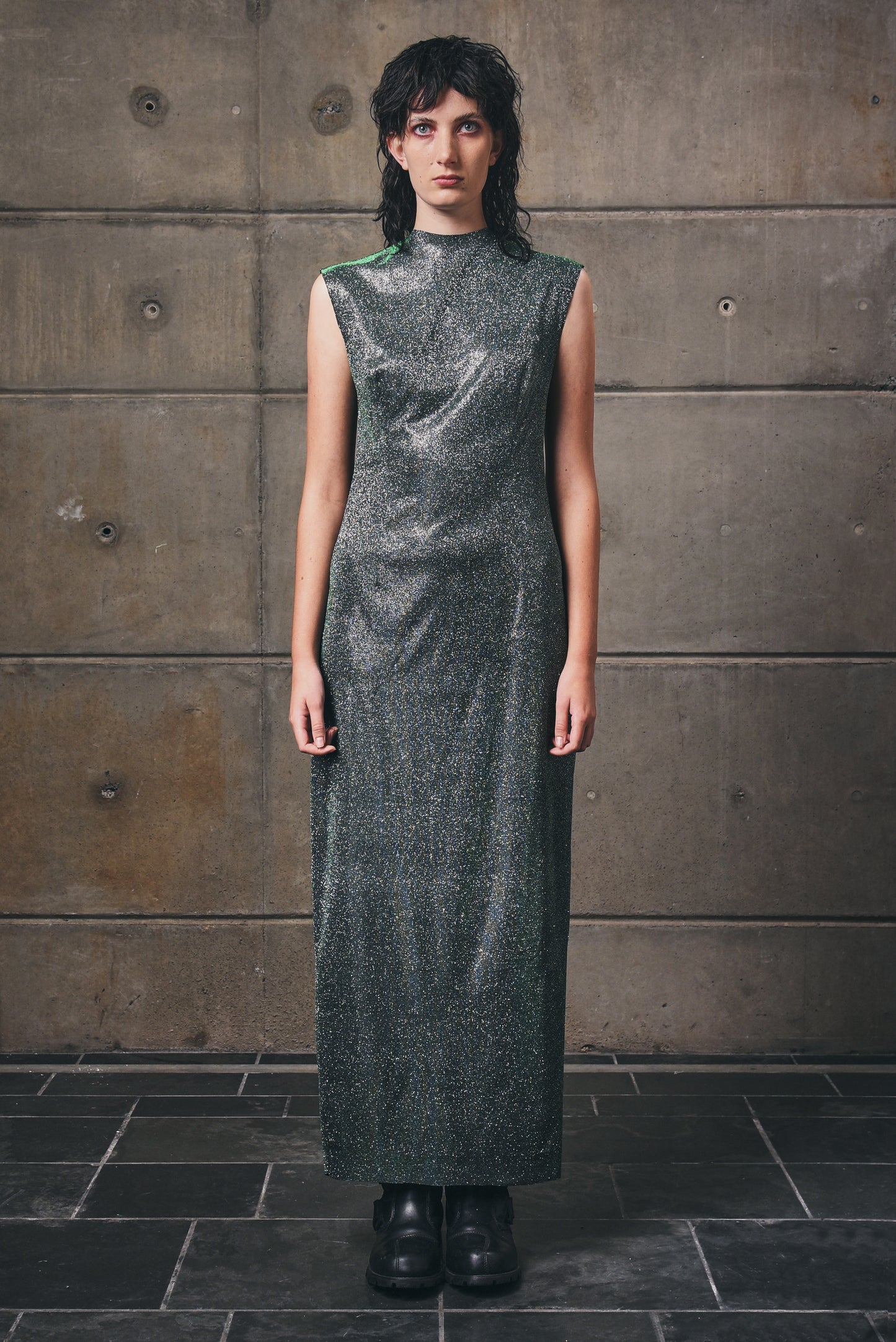 Emerald Lurex Slip Dress