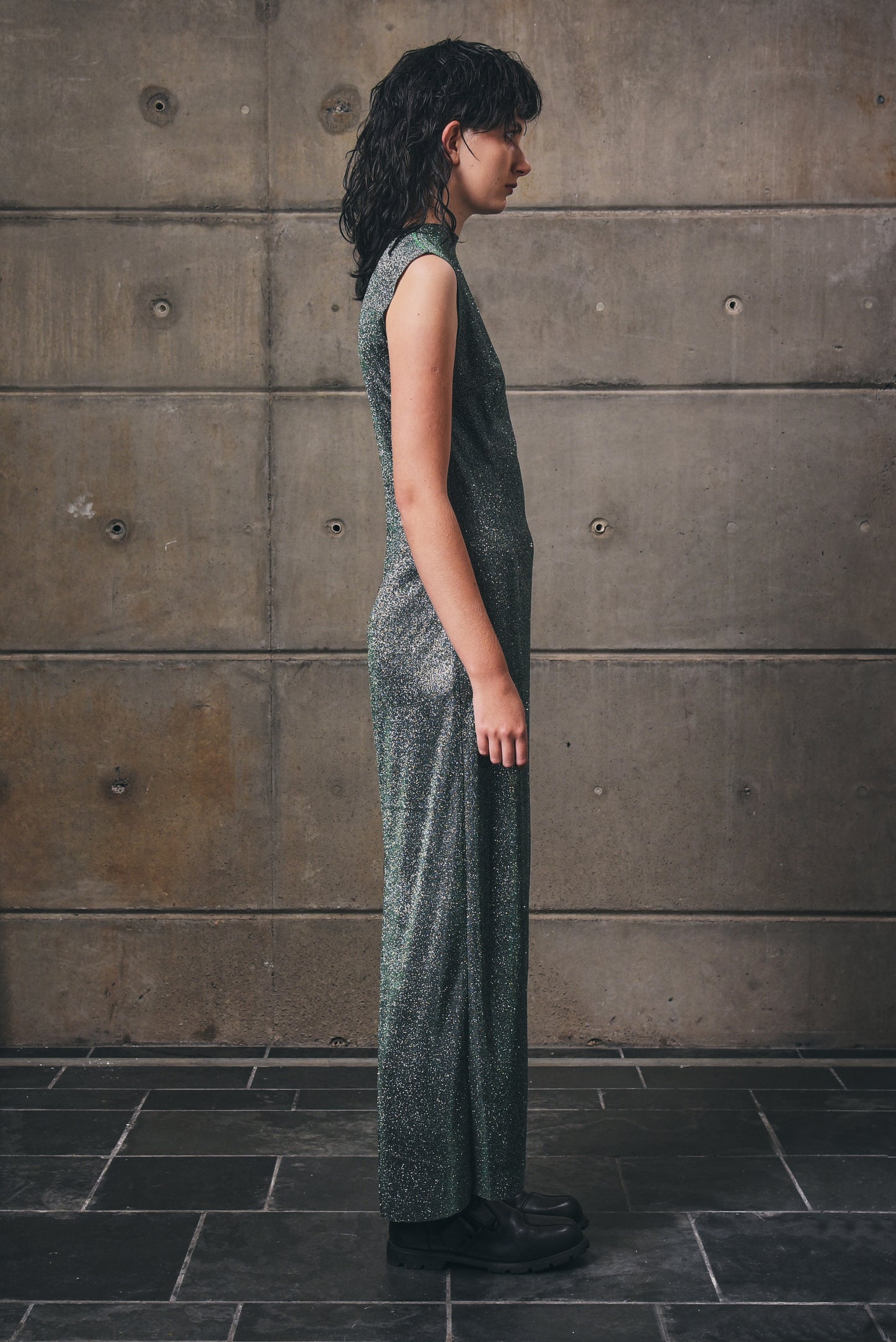 Emerald Lurex Slip Dress