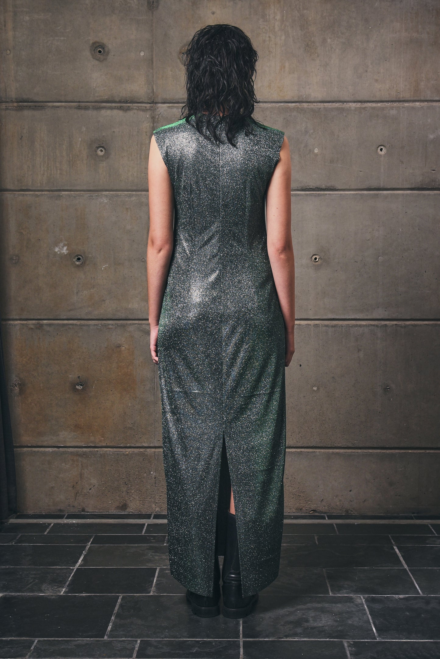 Emerald Lurex Slip Dress
