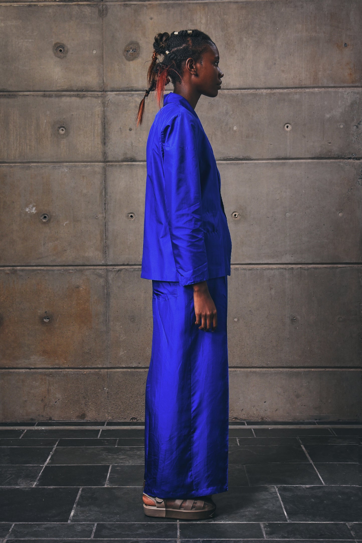 Cobalt Square Tailored Jacket in Silk
