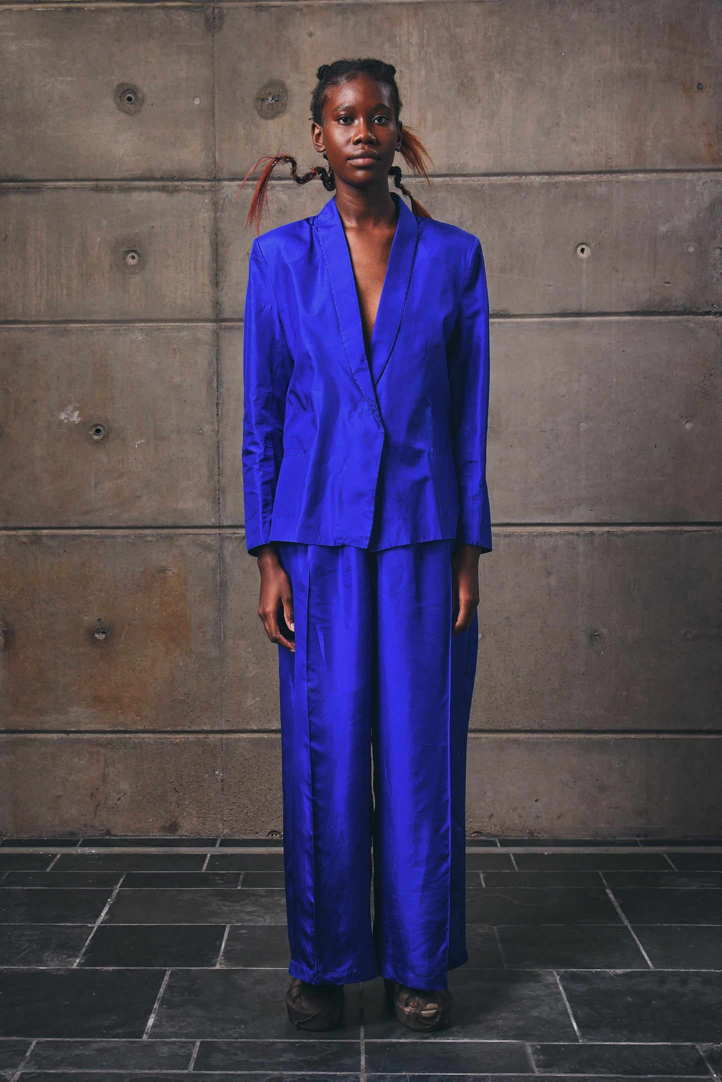 Cobalt Square Tailored Jacket in Silk