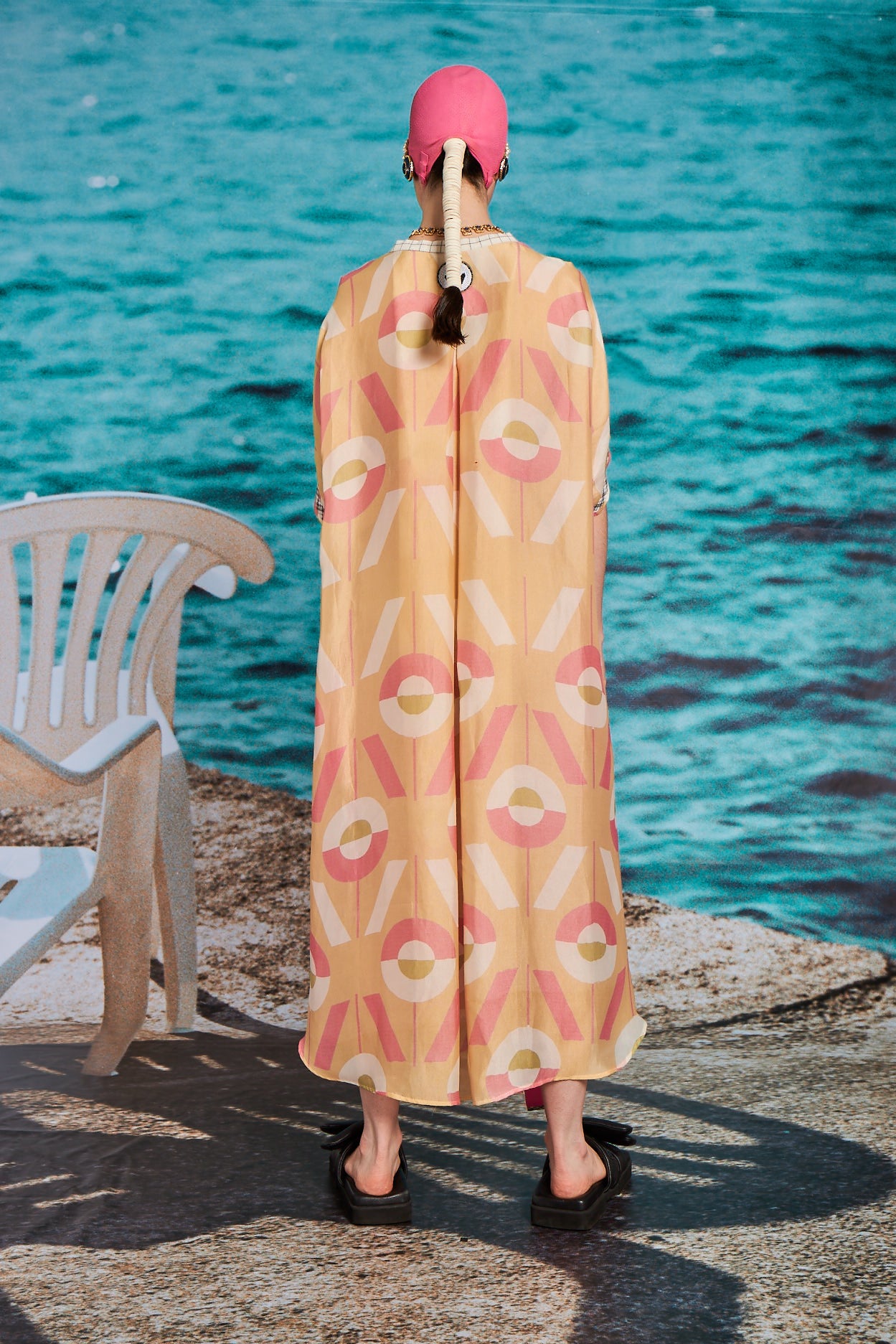 VIVI MONOGRAM MOTHER SHIP SILK ORGANZA AND SATIN CAPE