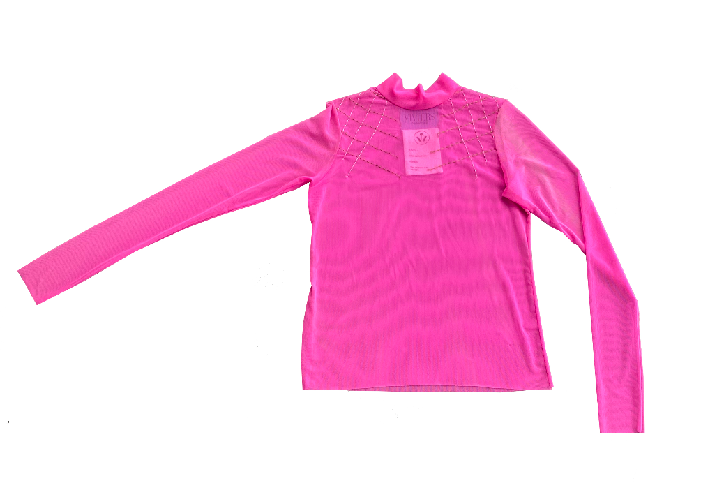 STRETCH MESH ROLL NECK TOP