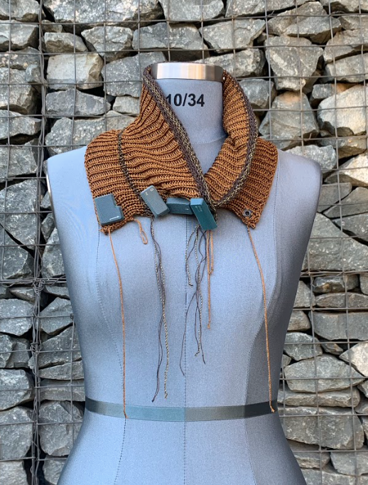 VINTAGE VISCOSE KNITTED COLLAR 4 buttons