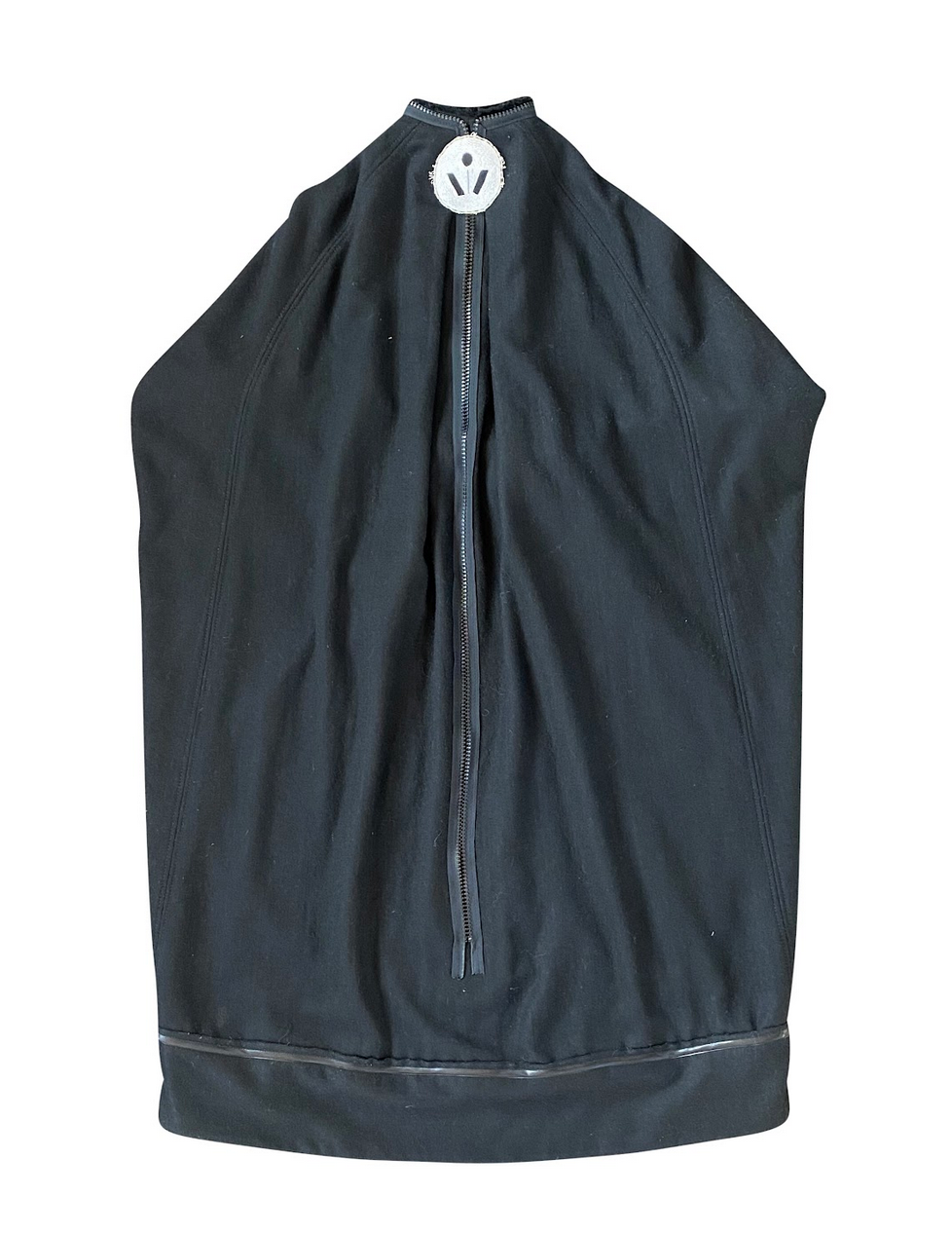 Black Boiled Wool Cocoon Coat