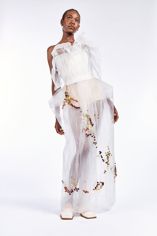 Crystal Quartz & Meteorite encrusted Skirt