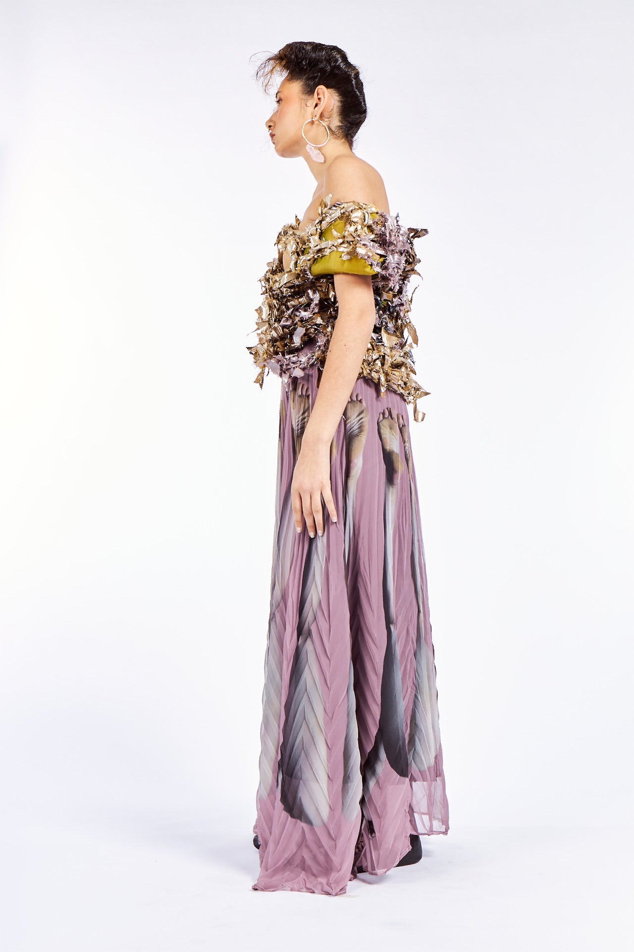Hand Crochet Deadstock Gold Lamé Top