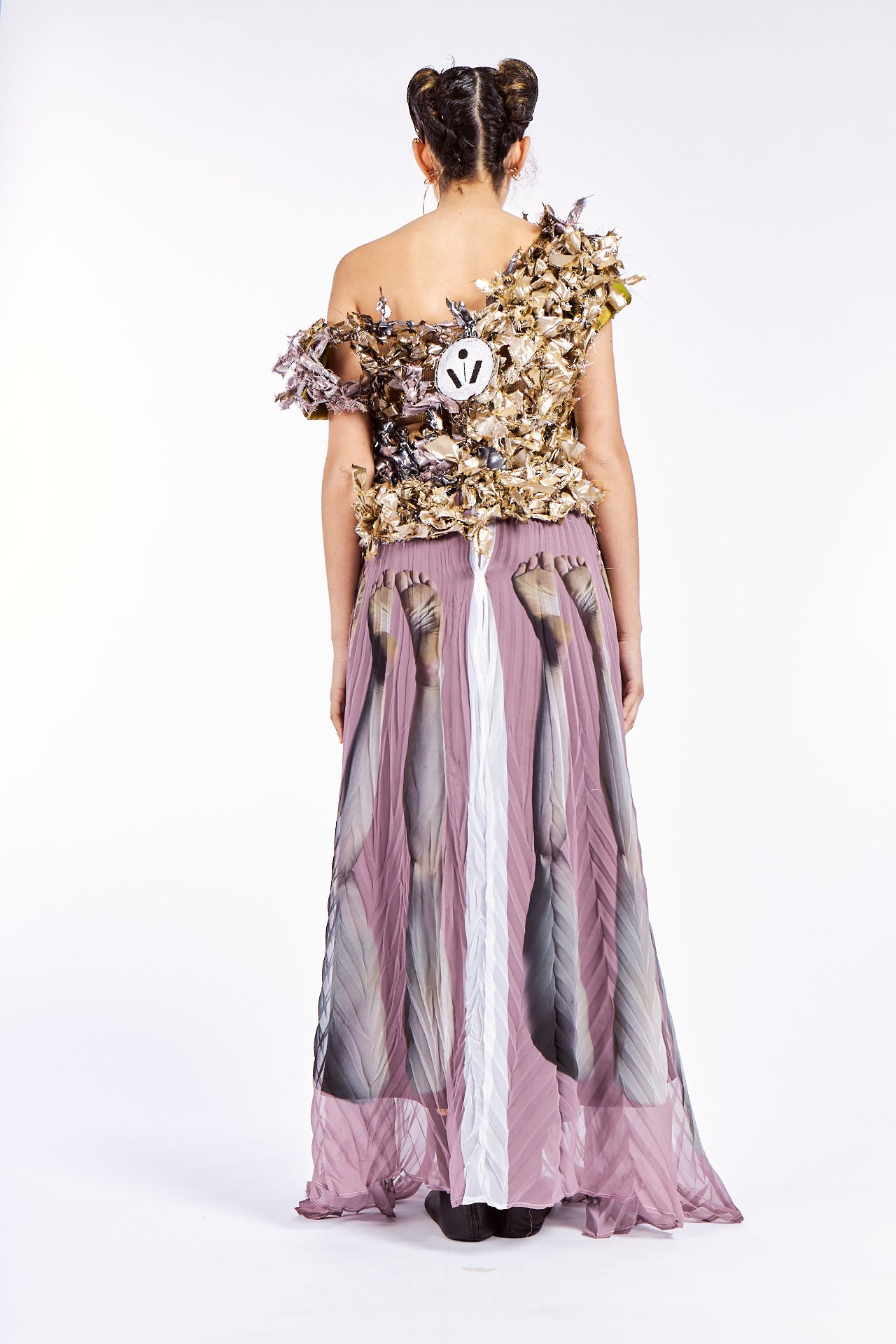 Hand Crochet Deadstock Gold Lamé Top