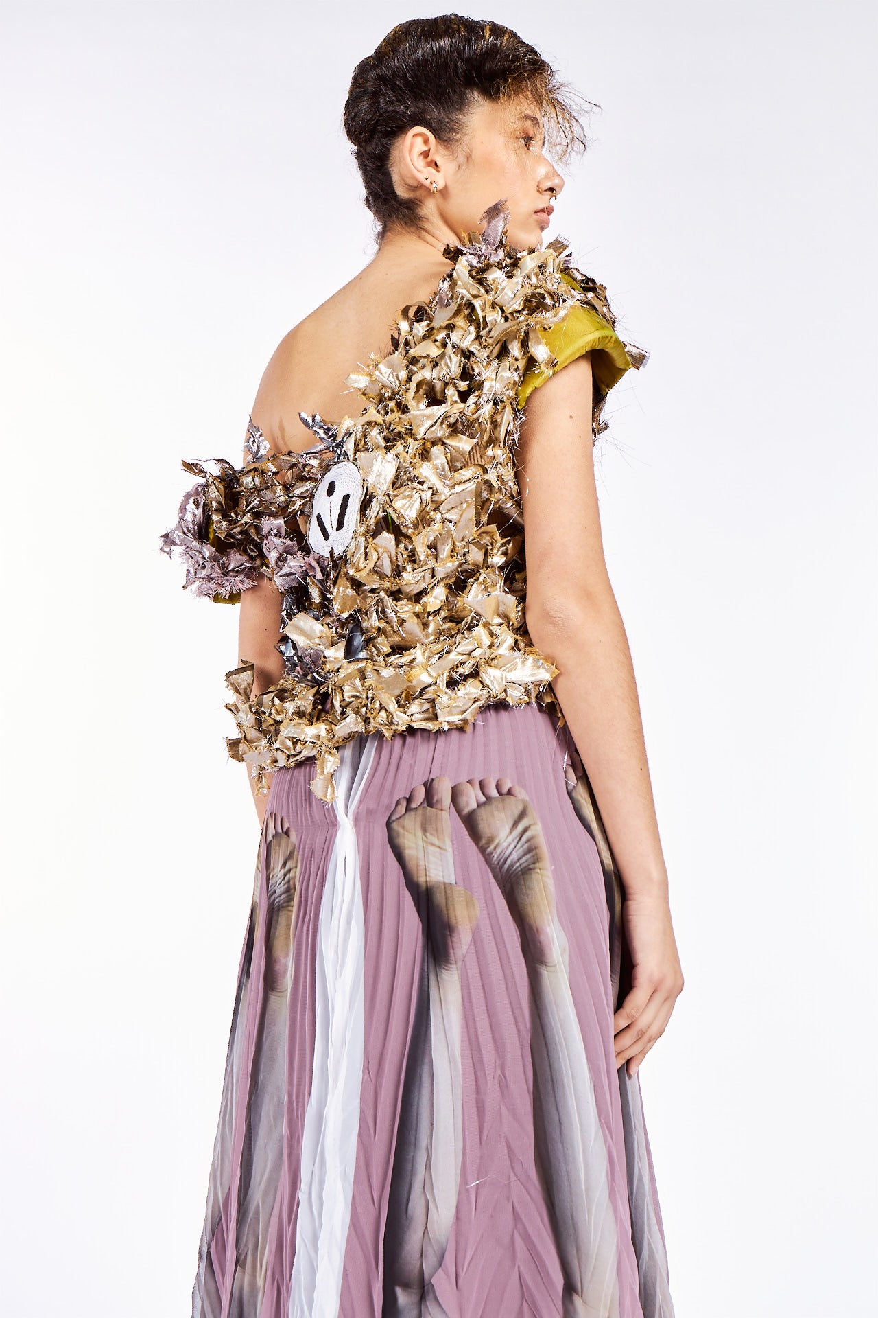 Hand Crochet Deadstock Gold Lamé Top