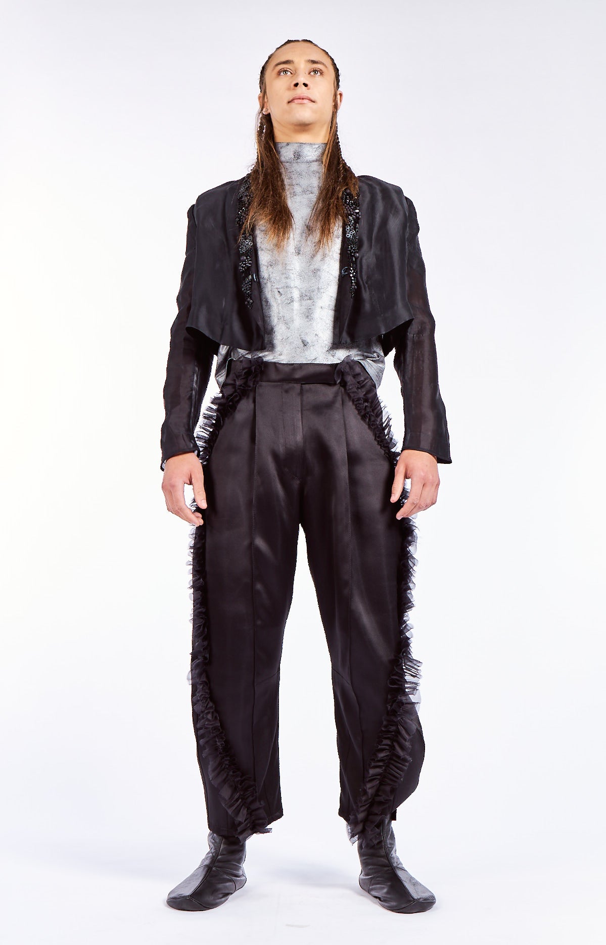 Encrusted Silk Organza Cropped Jacket