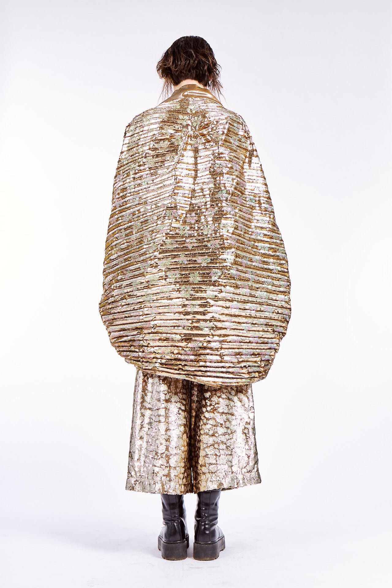 Pleated 'The Eye of Nebula' Lamé Top