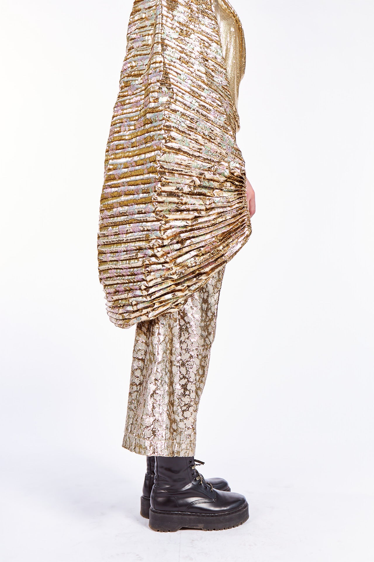 Pleated 'The Eye of Nebula' Lamé Top