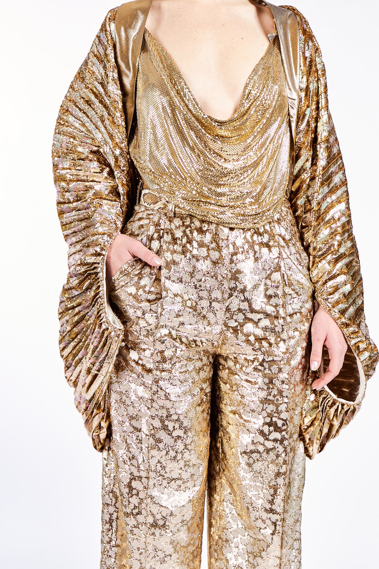 'Scintillating Gold' Vintage Lamé Tailored Trousers