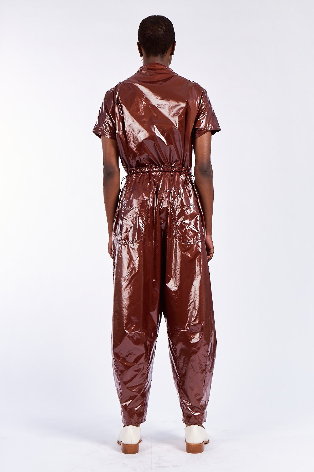 Liquid Mahogany Clay Nylon Jumpsuit