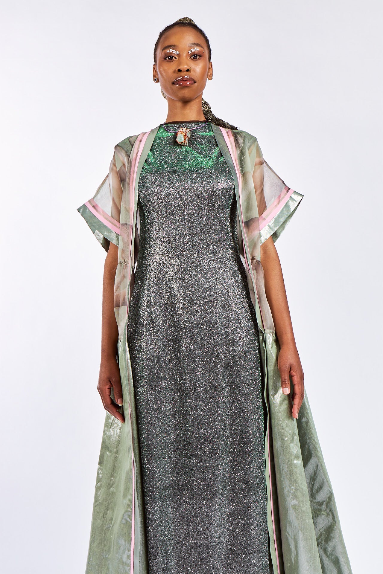 Emerald Lurex Slip Dress