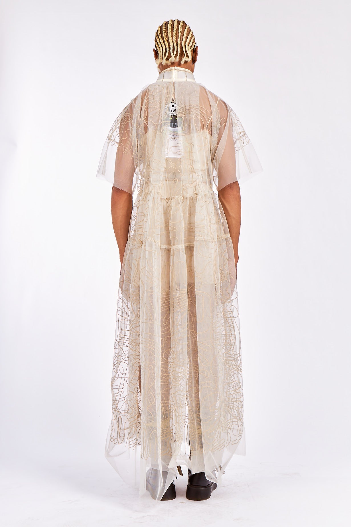 Topography Lines Embroidered Maxi Dress