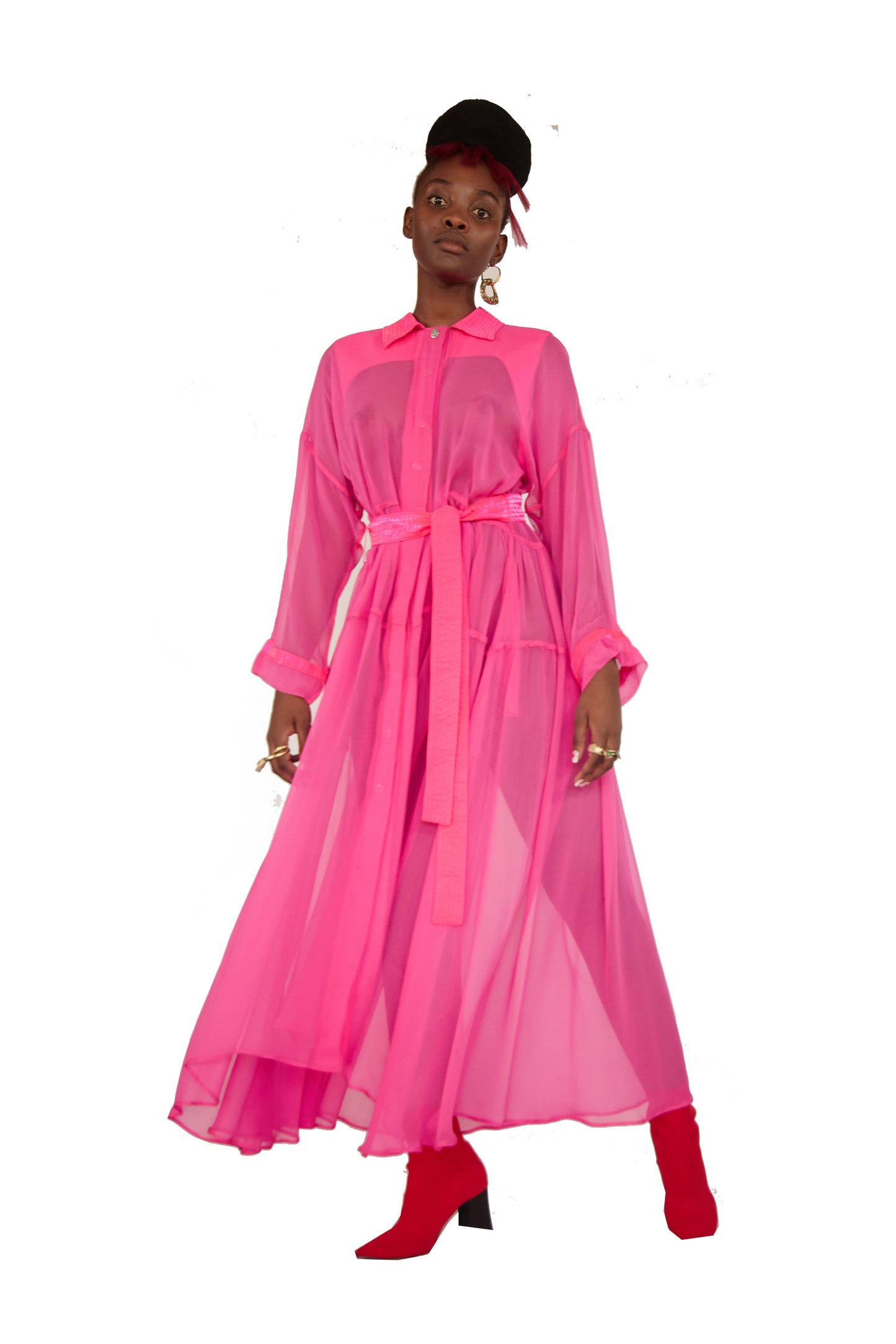 Pure Silk Georgette Shirt Dress