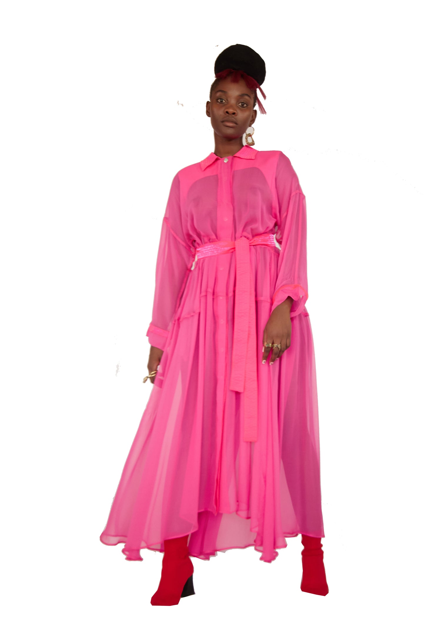 Pure Silk Georgette Shirt Dress